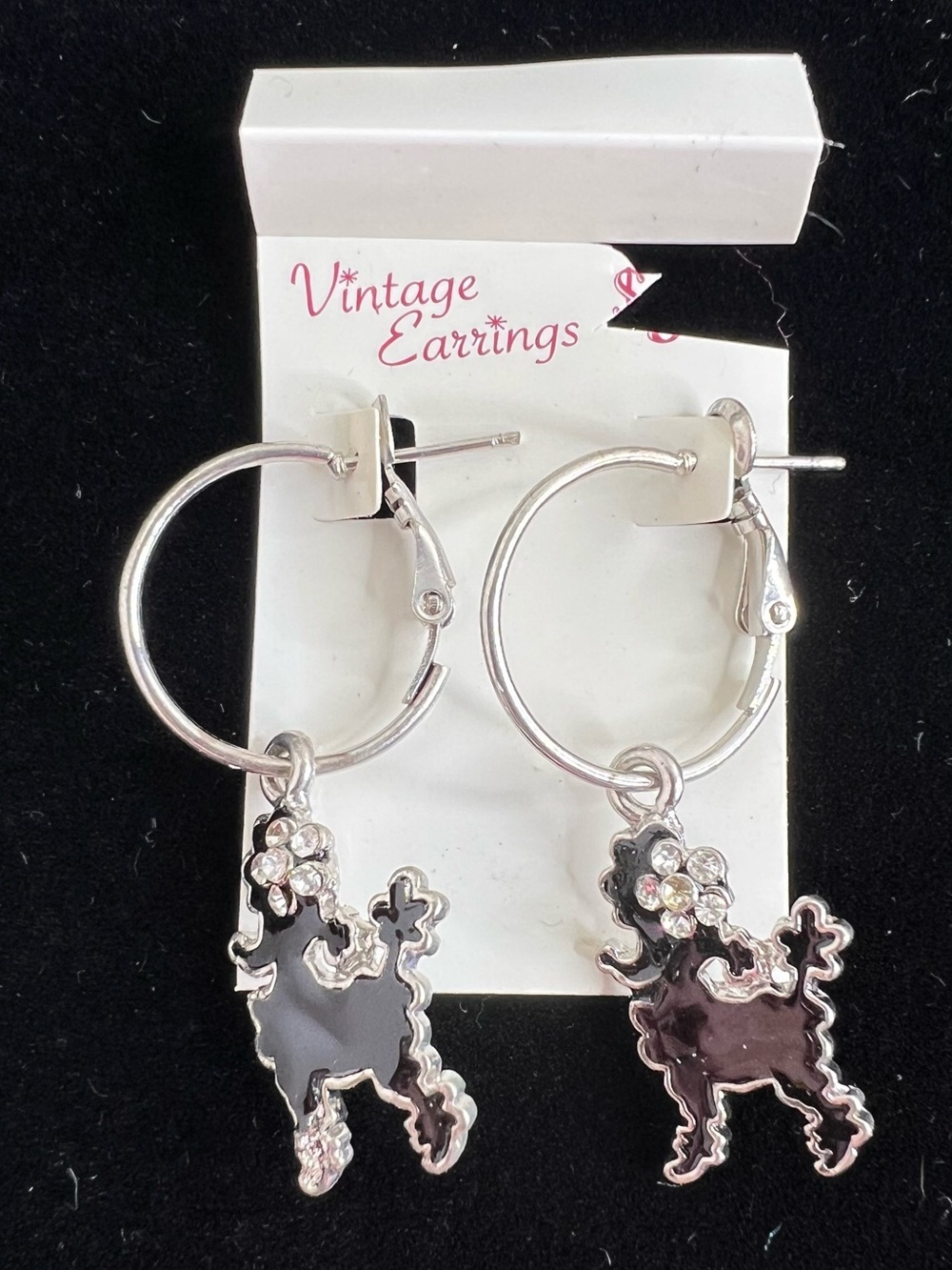 Brand New-Poodle with Rhinestone Earrings